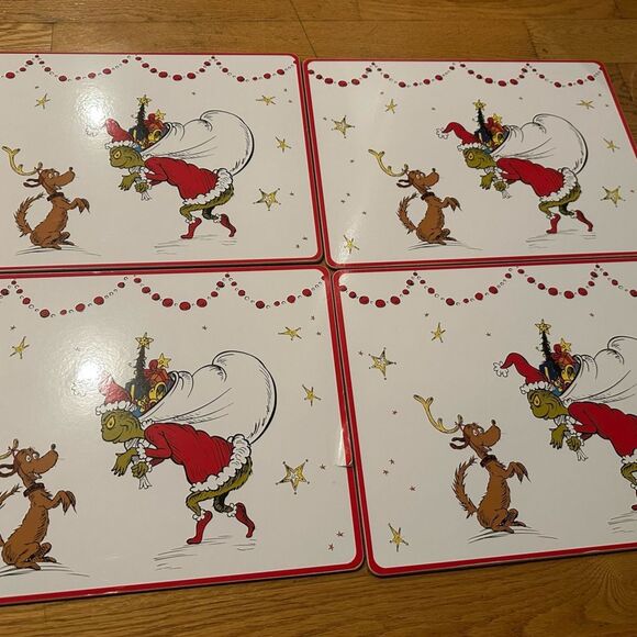 Pottery Barn Kids Other - NEW RARE Pottery Barn Kids Set of 4 Dr. Seuss Grinch Hardmats READ